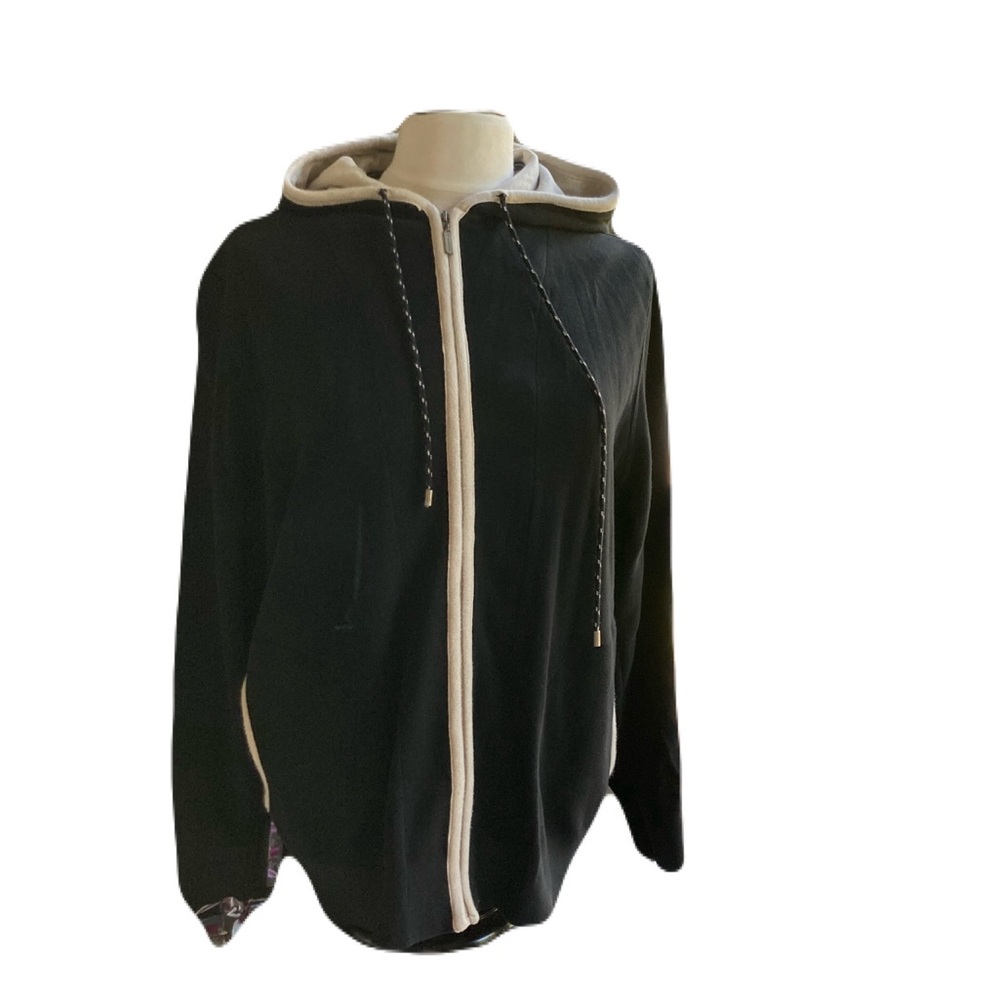 Liz Claiborne Black and Cream Zip Up Hoodie